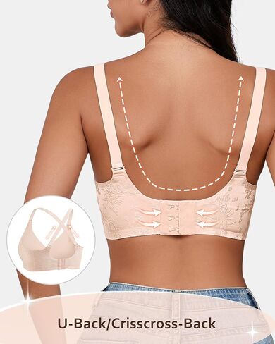 SHARICCA حمالات صدر بدون خياطة للنساء بدون سلك - حمالة صدر مبطنة من قماش الجاكار أنيقة ومريحة وناعمة وقابلة للتعديل وقابلة للتحويل in Kuwait