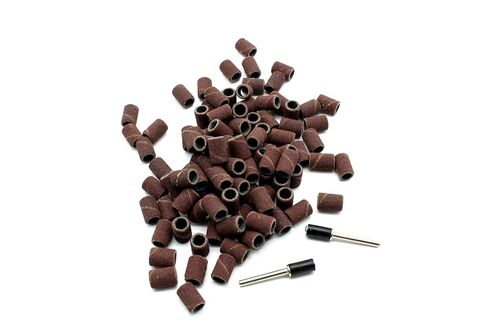 TMAX 100 pc 1/4 Inch Sand Drum Grit 180 Medium with 2 pc 1/8 Inch Mandrel for Dremel Rotary Tools in Saudi Arabia