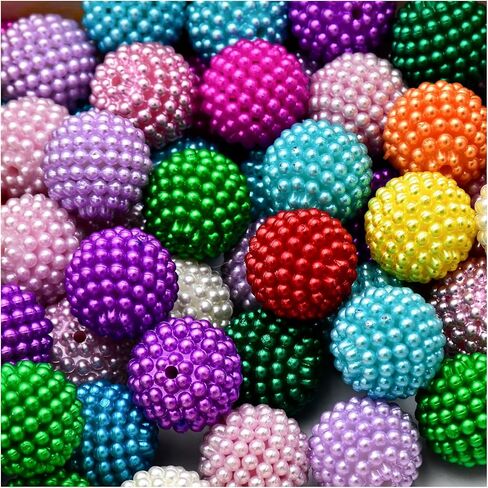 60PCS 20mm Pearl Beads Bubblegum Beads Colorful Pearl Bubble Beads Acrylic Beads for Jewelry Making Bracelet Earring Necklace in Saudi Arabia