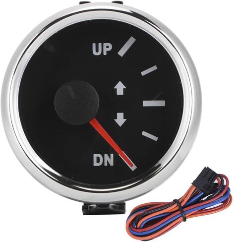 مقياس زخرفة القارب Aramox، 52 مم/2 بوصة UP-DN مقياس زخرفة القارب 0-190ohm مؤشر إمالة الإشارة الخلفية الحمراء (إطار فضي بقرص أسود) in Kuwait