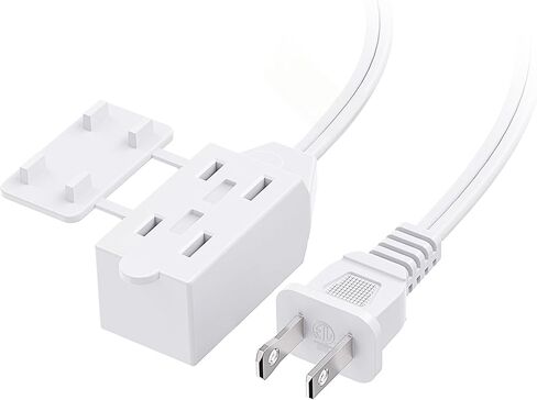 [UL Listed] Cable Matters 16 AWG 2 Prong Extra Long Extension Cord 25 ft, 13A 3-Outlet Extension Cords with Tamper Guard, 13 Amp, 1625 Watts, White in Saudi Arabia