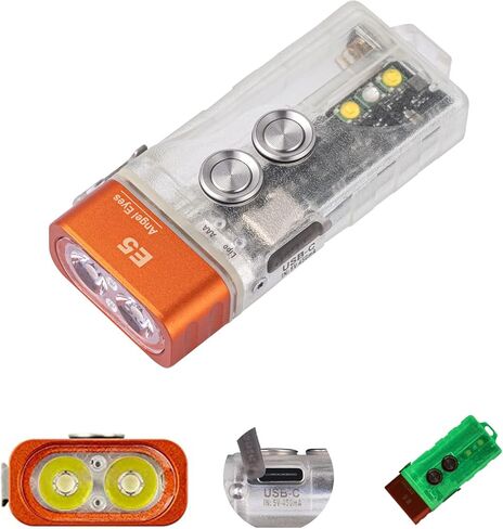 RovyVon E5 Keychain Flashlights USB C قابلة للشحن بطارية AAA متوافقة، 4000K High CRI جيب مسطح EDC مصباح يدوي مزدوج مصادر الطاقة معدات EDC اليومية للرجال التخييم والمشي لمسافات طويلة (أبيض + ضوء جانبي أحمر) in Kuwait