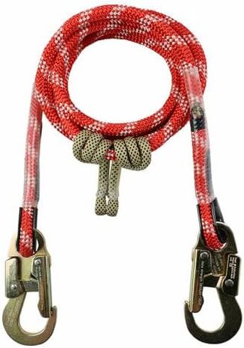 حبل تحديد المواقع Red-3 2 في 1 للتسلق والحماية من السقوط - حبل Kernmantle ثابت بقطر 1/2 بوصة × 12 قدم، 5400 رطل MBS - 3 حلقات أمان من الألومنيوم in Saudi Arabia