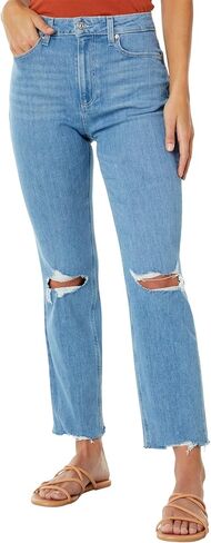 PAIGE Women's Noella High Rise Straight Leg in Radical Destructed with Gusto Hem in Saudi Arabia