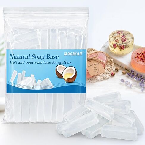 قاعدة صابون طبيعية 14.8oz - قاعدة جلسرين شفافة لصنع الصابون تذوب وتصب جليسرينا بارا هاسر جابونز إضافات رغوية عديمة الرائحة، قدرة تنظيف جيدة، مستلزمات صنع الصابون in Kuwait