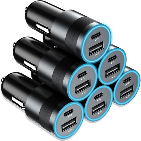 شاحن سيارة سريع USB C، محول شحن الطاقة 20 وات PD 3.0 ولاعة سجائر سريعة لهاتف iPhone 15/Pro/Pro Max/Plus، iPad Pro 2022/Air 5/Mini 6، Galaxy S24 Ultra، سلك كابل Pixel 8+3ft من النوع C in Saudi Arabia