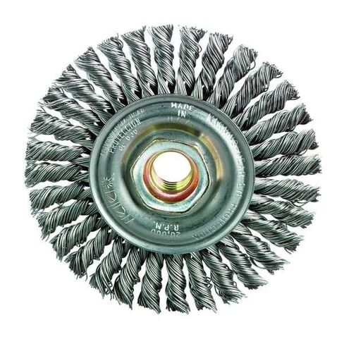 Weiler 09100 Roughneck Sr. 7" Root Pass Weld Cleaning Brush, 020" Steel Wire Fill, 5/8"-11 UNC Nut, Made in The USA (Pack of 10) in Saudi Arabia