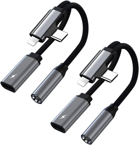 محول سماعة رأس وشاحن USB C إلى 3.5 ملم، محول شاحن سماعة رأس 2 في 1 USB C إلى 3.5 ملم لهاتف Phone15، Pad Pro2018/2020، Samsung Galaxy S23/S22، هواوي (قطعة واحدة/أسود) in Kuwait