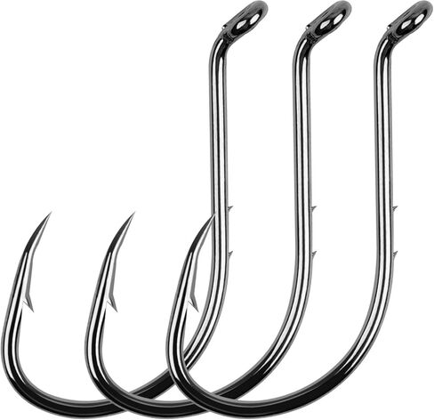 Saltwater Octopus Hooks,110pcs/box Baitholder Fishing Hooks High Carbon Steel Black Nickel Barbed Hooks Offset Circle Hook for Salt and Freshwater 12 in Saudi Arabia