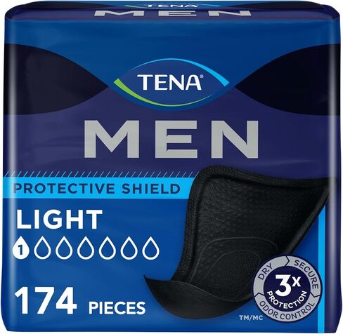TENA Men Light Incontinence Protective Shield for Men, Bladder Control, Discrete, Light Absorbency, 58 Count in Saudi Arabia