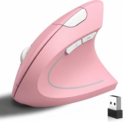 ماوس لاسلكي بصري مريح، ماوس لاسلكي بصري عمودي قابل لإعادة الشحن 2.4G مع مستقبل USB، 800/1200 /1600 نقطة في البوصة، 5 أزرار للكمبيوتر المحمول، الكمبيوتر الشخصي، ماك، الكمبيوتر in Kuwait