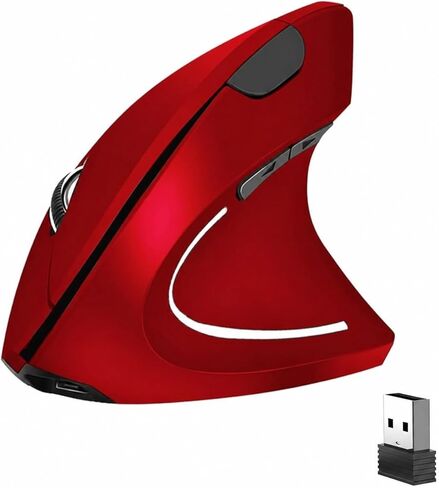 ماوس لاسلكي بصري مريح، ماوس لاسلكي بصري عمودي قابل لإعادة الشحن 2.4G مع مستقبل USB، 800/1200 /1600 نقطة في البوصة، 5 أزرار للكمبيوتر المحمول، الكمبيوتر الشخصي، ماك، الكمبيوتر in Kuwait