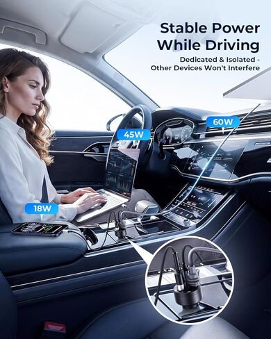 4 in 1 Retractable Car Charger, 60W Fast Car Phone Charger with Cord, Retractable Car Charger Type C and Lightning Compatible with iPhone 15/14/13/12/11 Pro Max in Saudi Arabia