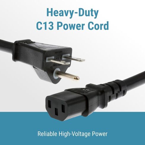 Heavy Duty AC Power Cord, 15A/250V, 14 AWG, 6-15P to C13, (NEMA 6-15P to IEC-60320-C13) 10 ft Black Lifetime Wty in Saudi Arabia