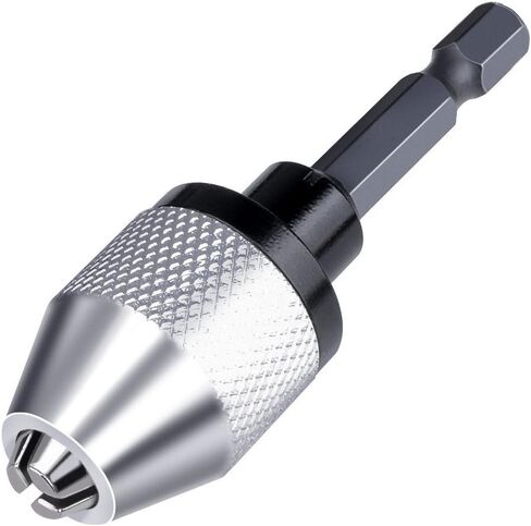 Hymnorq Keyless Mini 3-Jaw Drill Chuck Screwdriver Adapter with Quick-change 1/4" Hex Shank Set of Black & Silver 2pcs to Hold 0.3-6.5mm Drill Bits and Milling Cutters in Saudi Arabia