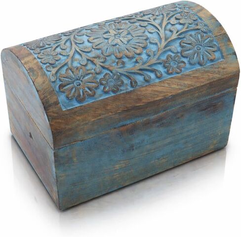 Great Birthday Gift Ideas Handmade Decorative Wooden Jewelry Box Treasure Box Jewelry Organizer Keepsake Box Treasure Chest Trinket Holder Lock Box Watch Box 9 x 6 Inch (Brown) in Saudi Arabia