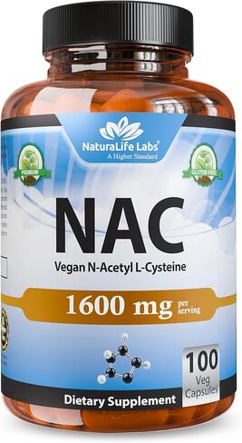 N-Acetyl-L-Cysteine (NAC) 1600 mg Lung Health & Immune Support, Liver Support & Antioxidants*, Free-Radicals, Free Form - 100 Veggie Capsules in Saudi Arabia