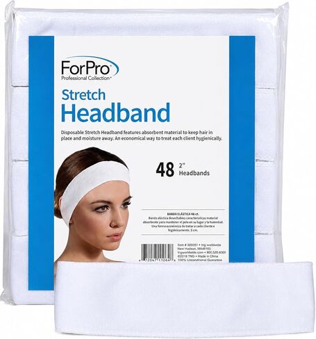 ForPro Stretch Headbands - Moisture Absorbent Disposable Spa Headbands - 2.25" W x 18" C - 48-Count in Saudi Arabia