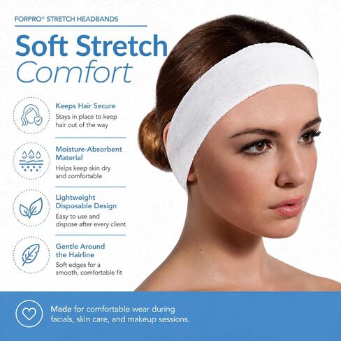 ForPro Stretch Headbands - Moisture Absorbent Disposable Spa Headbands - 2.25" W x 18" C - 48-Count in Saudi Arabia