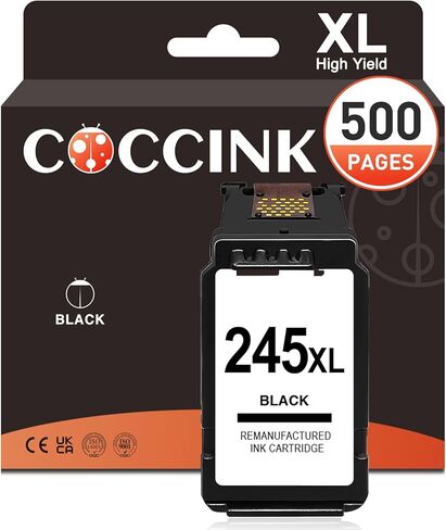 خراطيش حبر COCCINK 245XL بديلة لطابعة Canon Pixma MX490 MX492 MG2522 MG2520 MG 2525 TS3322 TS3122 TR4500 TR4520 IP2820 IP2850 لطابعة Canon PG-245 XL 245 PG-243 XL (1 أسود) in Saudi Arabia