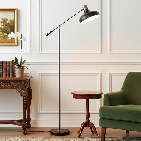 مصباح أرضي LED من Brightech Wyatt، مصباح أرضي صناعي لغرف المعيشة والمكاتب - مصباح أرضي ساحر لمنزل المزرعة، مصباح رأس قابل للتعديل لقراءة غرفة النوم، ديكور مذهل لغرفة المعيشة in Kuwait