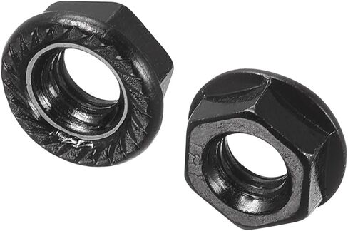 uxcell M10 Serrated Flange Hex Lock Nuts, Carbon Steel Black Oxide Finished 50pcs in Saudi Arabia