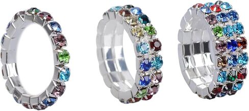 GIGB PBDK Rhinestone Elastic Rings Set for Women,Gold/Silver/Colorful Stackable Crystal Sparkling Finger Ring Trendy Stuff Gift Rings in Saudi Arabia