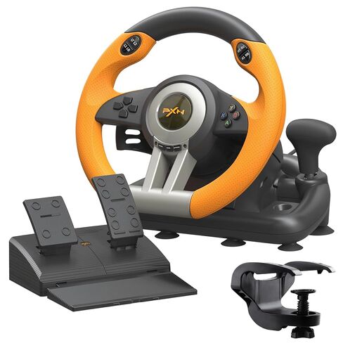 PXN V3 PRO Racing Wheel with Pedals for PC, Xbox, PS4, Switch | 11-Inch Wheel, Vibration Feedback, Paddle & Sequential Shifting, 180° Steering, 2-Pedal, Plug & Play Setup for Easy Gaming in Kuwait