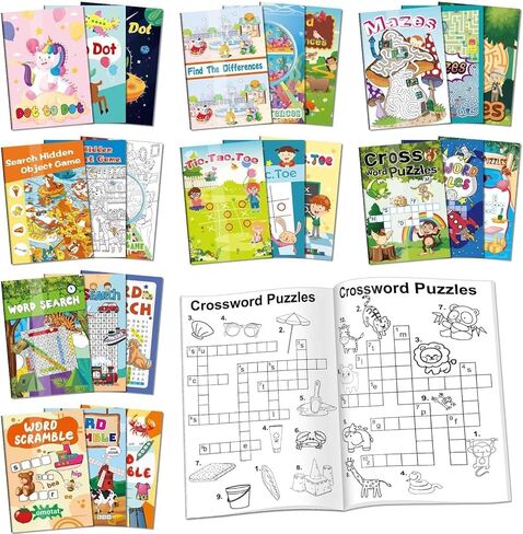 24 Mini Activity Books for Kids Party Favors ages 4-8 8-12,Fun and Challenges include Mazes, Dot to Dot,Word Search, Word Scramble and More for Goodie Bag Stuffer Classroom Activity in Saudi Arabia