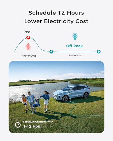 EV Charger for Tesla, Level 1 EV Charger 15Amp 110V, Schedule Time and Adjust Current Connector with NEMA 5-15 Plug 16.4ft Charging Cable, Compatible with All Tesla Model 3/Y/X/S/Cybertruck in Saudi Arabia