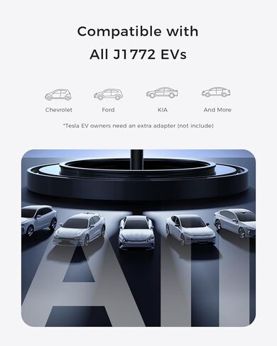 EV Charger for Tesla, Level 1 EV Charger 15Amp 110V, Schedule Time and Adjust Current Connector with NEMA 5-15 Plug 16.4ft Charging Cable, Compatible with All Tesla Model 3/Y/X/S/Cybertruck in Saudi Arabia