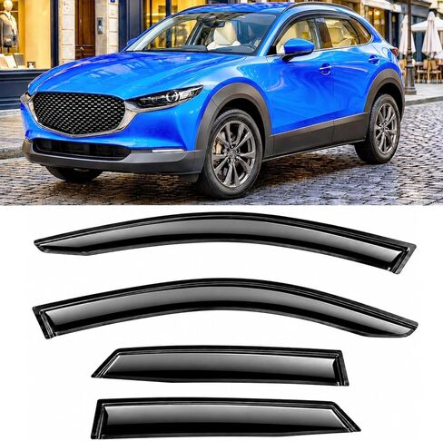2017-2024 منحرف حاجب النافذة الجانبية بشريط لمازدا CX-5 Sport Touring Grand Touring Signature Smoke Tinted Rain Guards 2018 2019 2020 2021 2022 2023 CX5 in Kuwait