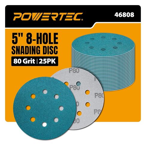 POWERTEC 50PK، أقراص صنفرة بخطاف وحلقة مقاس 5 بوصات و8 فتحات، 60 حبيبة، ورق صنفرة لآلات الصنفرة المدارية العشوائية، 45006-P2 in Saudi Arabia
