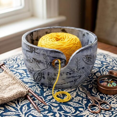Nagina International Exquisite Premium Yarn Ball Storage Bowls | Hand Painted Lovely Decor Yet Functional Yarn Dispenser (Small (6 x 3 x 6 Inches), Algae Green) in Saudi Arabia