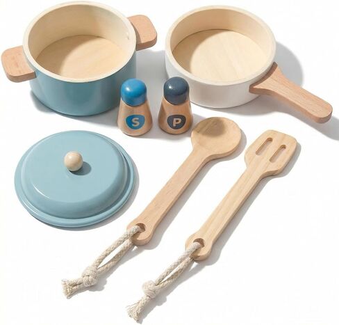 ألعاب المطبخ الفاخرة للأطفال الصغار من WoodenEdu، أدوات المطبخ الخشبية، ملحقات لمجموعة المطبخ التظاهري، لعبة تعلم مونتيسوري، مجموعة ألعاب الطبخ التظاهري، هدية للأطفال بعمر 3 سنوات فما فوق in Saudi Arabia
