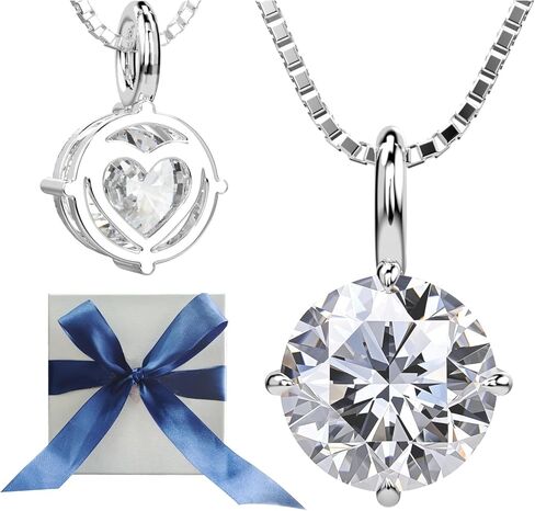 Moissanite Necklace for Women Sterling Silver Jewelry Lab Grown Gem Pendant for Her, Gift for Wedding Anniversary Birthday Christmas Valentines Mothers Day - to My Wife Daughter Girlfriend Mom in Saudi Arabia