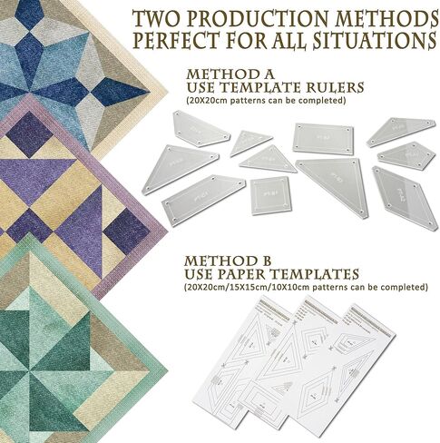 Halandar 11Pcs/3 Patterns Acrylic Template and Quilt Builder Card Paper Pieces Set Sewing Supplies Quilting Crafting Tools for Beginners DIY Patchwork Sewing Craft Clothing Craft Quilting Design in Saudi Arabia