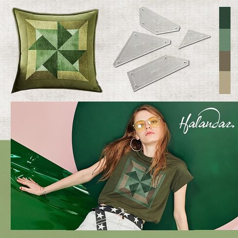 Halandar 11Pcs/3 Patterns Acrylic Template and Quilt Builder Card Paper Pieces Set Sewing Supplies Quilting Crafting Tools for Beginners DIY Patchwork Sewing Craft Clothing Craft Quilting Design in Saudi Arabia