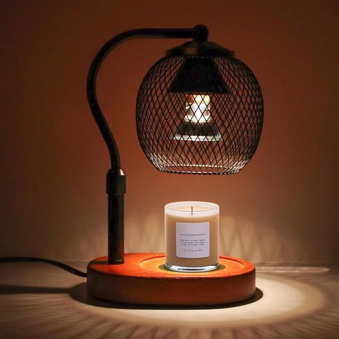 Candle Warming Lamp with Black Metal Net Design,Height-Adjustable for Jar Candles with 2 Bulbs, Modern Room Fragrance Décor,House Warming Gifts in Saudi Arabia