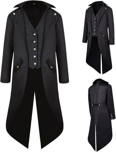 Steampunk Jacket Men Renaissance Tailcoat stand Collar Coat Halloween Costumes for Mens in Saudi Arabia