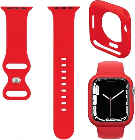 سوار رياضي من السيليكون الناعم وحافظة رفيعة من الصدمات متوافقة مع iWatch Apple Watch 49/45/41/44/40/42/38mm Series Ultra2/Ultra/9/8/7/SE/6/5/4/3/2/1 in Kuwait