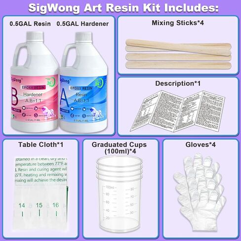 Epoxy Resin Clear Crystal Coating Kit 40oz - 2 Part Casting Resin for Art, Craft, Jewelry Making, River Tables, Bonus Gloves, Measuring Cup, Wooden Sticks, Dropper, Gold Foil Flakes and Tweezers in Saudi Arabia