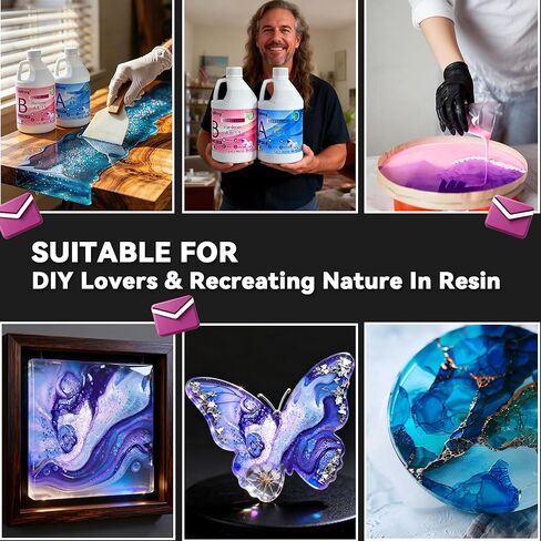 Epoxy Resin Clear Crystal Coating Kit 40oz - 2 Part Casting Resin for Art, Craft, Jewelry Making, River Tables, Bonus Gloves, Measuring Cup, Wooden Sticks, Dropper, Gold Foil Flakes and Tweezers in Saudi Arabia