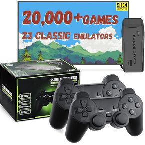 وحدة تحكم ألعاب LIUWEI New Retro وGame Stick Pro - أكثر من 20,000 لعبة فيديو كلاسيكية، 23 محاكيًا، وحدات تحكم لاسلكية مزدوجة، مخرج HDMI 4K، التوصيل والتشغيل، متوافق مع التلفزيون والكمبيوتر الشخصي وجهاز العرض، 64 جيجابايت in Kuwait