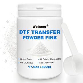 مسحوق DTF أبيض 17.6 أونصة (500 جم)، مسحوق نقل لاصق يذوب بالحرارة بدون تكتل للطابعة النافثة للحبر - متوافق مع جميع الأقمشة، التصاق قوي، علاج سريع in Kuwait