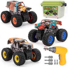 تفكيك ألعاب Monster Truck STEM للأولاد والبنات من عمر 3-8 سنوات، ألعاب بناء تعليمية مع مثقاب كهربائي وصندوق تخزين هدية عيد ميلاد للأولاد والبنات والأطفال الصغار in Kuwait