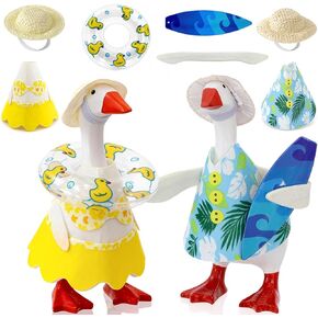 7 Inch Desk Goose Outfits, Summer Desk Goose Clothes with Surfboard, Summer and Hawaiian Decor for Goose Statues Office and Home, Hawaiian Party Supplies in Kuwait