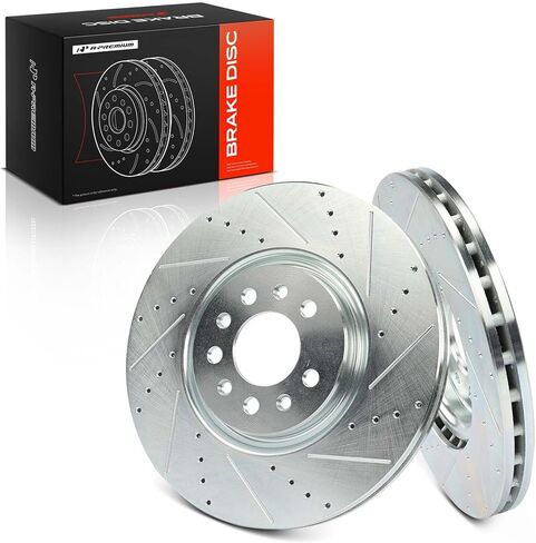 A-Premium 12.99 inch (330mm) Front Drilled and Slotted Disc Brake Rotors Compatible with Select Jeep, Dodge and Chrysler Models - Cherokee 2014-2022, 200 2015-2017, Hornet 2023, 2-PC Set in Saudi Arabia