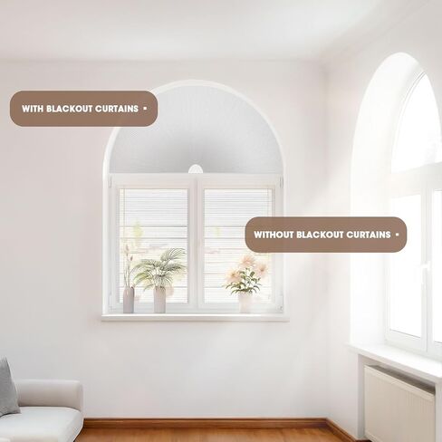 Arch Window Shade Half Circle Blackout Cellular Shade Double-Sided Pleated Shades Half Moon No Tools, Easy Cut and Install for Living Rooms Bedrooms Offices Radius 36",Coffee Grey in Saudi Arabia