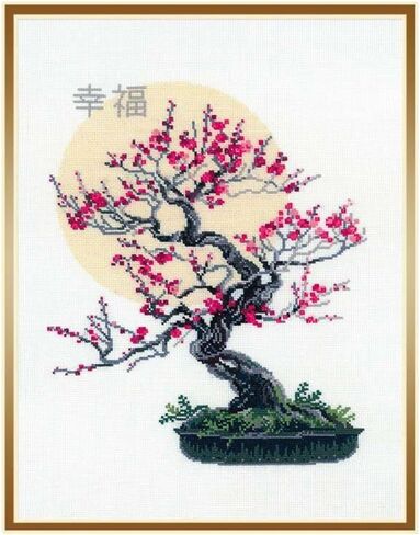 RIOLIS 1036 - Bonsai Kobai Wish of Well Being - Counted Cross Stitch Kit 13¾" x 17¾" Zweigart 14 ct. White AIDA 14 Colors in Saudi Arabia